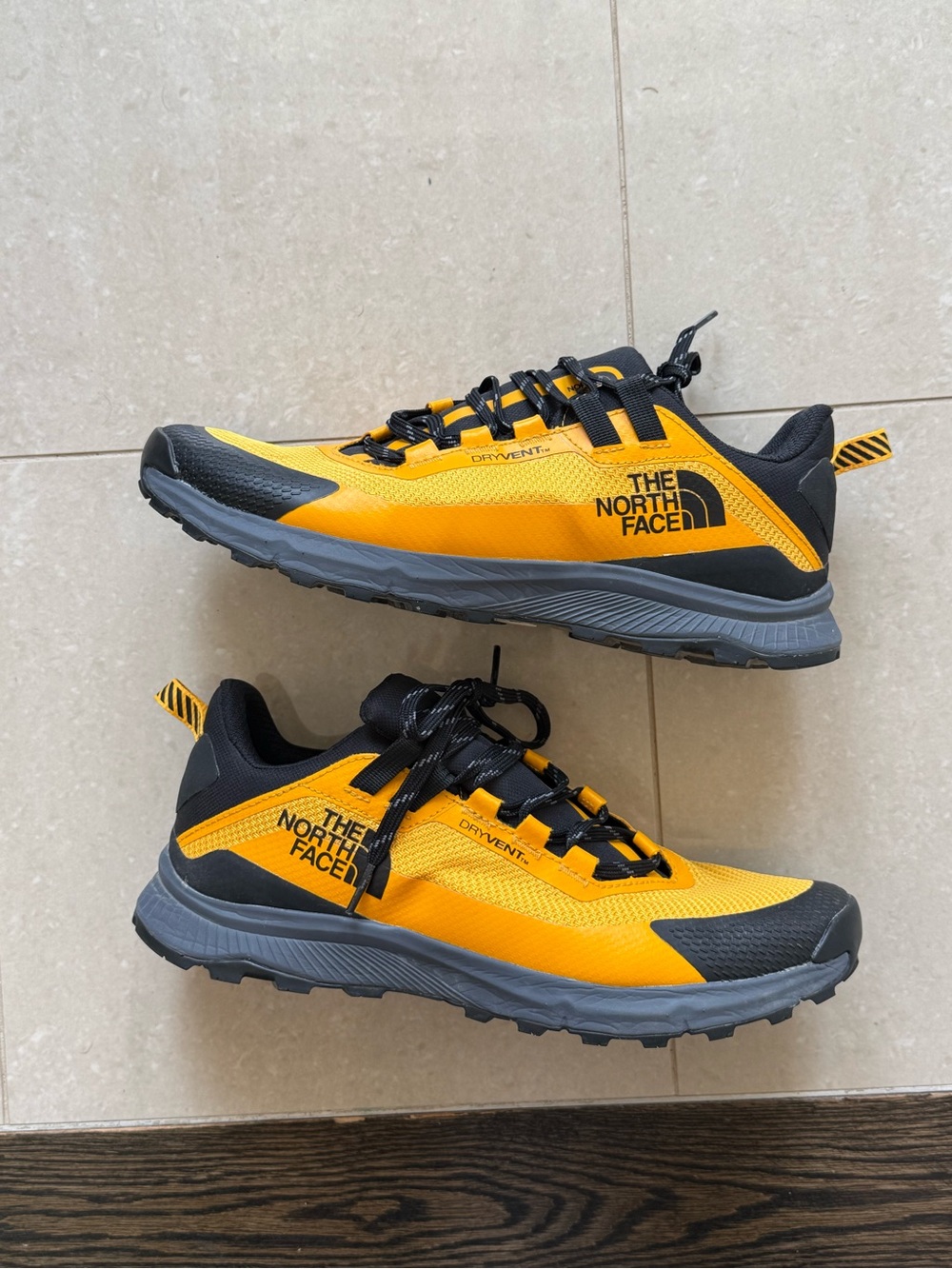 The North Face Yellow and Black Trail Sneakers
